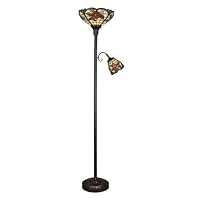 Dale Tiffany TR90030 Tiffany Torchiere Lamp, Stand, Antique Golden Sand and Art Glass Shade