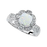 14K White Gold Opal and Diamond Ring