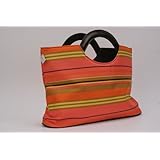 Jessica London Striped Tote With Wood Handle