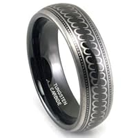 Black Tungsten 6mm Laser Engraved Wedding Band Ring Sz 8.5 SN#450