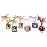 Set of 6 Christmas Ornament Small Jeweled Photo Frames