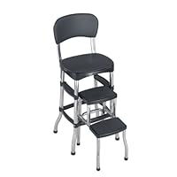 Cosco 11-120CBB1 Retro Chair and Stool Black and Chrome
