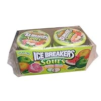 Ice Breakers Sugarless Sour Candies Pink Lemonade, Apple, Tangerine, and Watermelon