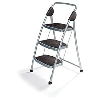 Polder LDR-6103 3-Step Designer Step Stool with Rail, Argento Silver and Black
