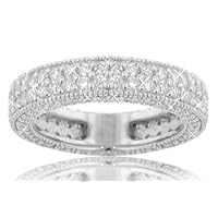 3.00 Ct TW Pave Round Diamond Eternity Band in Antique Style 14k Ring