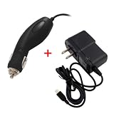 For Garmin Nuvi 200 / 200W / 205 / 205W / 255 / 255T / 255W / 255WT / 260 / 260W / 265T / 265WT Portable Travel USB 12V Plug-in Car Charger + Home Wall AC Charger Combo Bundle Package