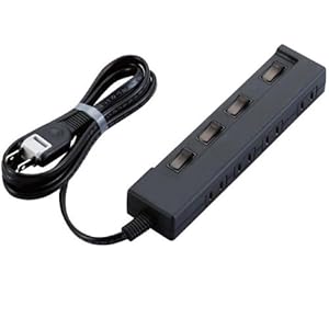 【クリックで詳細表示】ELECOM 電源タップ color style 省エネ 個別スイッチ付 4個口 2m ブラック T-C02-2420BK