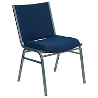 HERCULES Heavy Duty, 3 Thickly Padded, Navy Patterned Upholstered Stack Chair - XU-60153-NVY-GG