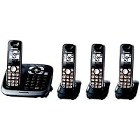 Panasonic KX-TG6544B DECT 6.0 PLUS Expandable Digital Cordless Phone and Answering System with 4 Handsets