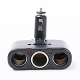 Black 12V Triple Power Adapter for Vehicles