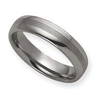 Tungsten Wedding Bands 6mm Brushed and Polished Finish Comfort Fit (Size 10.5)