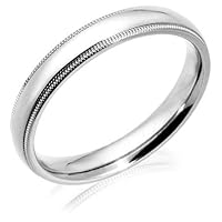Women's 14k White Gold 4mm Comfort Fit Milgrain Wedding Band Ring, Size 6