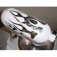 Diamond Plate 21 Large Flame Diamond Pressed Metal Decal Cover Kit, designed to fit all KitchenAid stand mixers, including Pro 600, Artisan, Ultra Power, 4, 5, 6 qt quart mixers, without accessory interference.