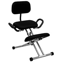 Ergonomic Kneeling Chair with Handles - Black Fabric Seat - WL-3439-GG
