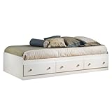 South Shore Furniture Summertime Collection Twin Mates Bed, Pure White and Natural Maple