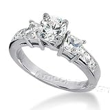 14K White Gold Round and Princess Cut Diamond Promise Engagement Ring (1.40ct.tw, HI Color, SI2-3 Clarity)