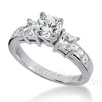 14K White Gold Round and Princess Cut Diamond Promise Engagement Ring (1.40ct.tw, HI Color, SI2-3 Clarity)