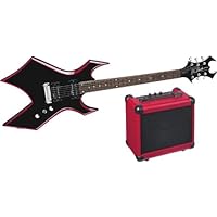 B.C. Rich Red Bevel Warlock Guitar Pack, Black with Red Bevels