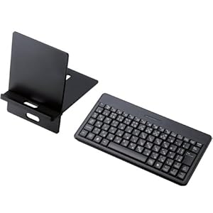 【クリックで詳細表示】ELECOM Bluetooth 日本語配列 メンブレン式キーボード 82キー (スタンド付き) ブラック TK-FBM023BK