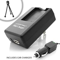 PRO SERIES Equivalent PENTAX NP-60 Battery Charger ( OEM K-AC2U Replacement ) for D-L17 / D-Li7 / D-L12 / D-Li2. Includes USB Port and Cable for Charging USB Enabled Cell Phones ** Cable NOT for PC / Photo transfer. ***Includes Mini Tripod***