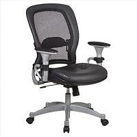 Professional Gray Matrex Back Leather Office Chair with Platinum Finish Accents