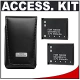 Nikon Coolpix 5811 Leather Carrying Case + (2) EN-EL10 Batteries Kit for Coolpix S570, S3000 and S4000 Digital Cameras
