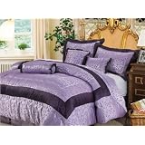 7 Pieces Light Purple Jacquard Floral Comforter Set Bed-in-a-bag California Cal-king Size Bedding