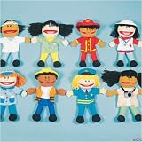 Plush Happy Kids Career Puppets Set - Multi-Cultural