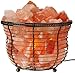 WBM 8-Inch Wide and 7-Inch Tall Round Basket Lamp filled with Himalayan Natural Crystal Salt Chunks