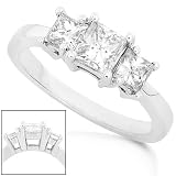 Three Stone Princess Cut Diamond Ring 1.00ctw in 14K White Gold