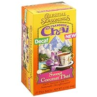 Celestial Seasonings Chai Decaf Tea, Sweet Coconut Thai, 20-Count Tea Bags (Pack of 6)