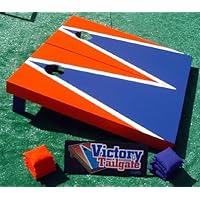 Royal Blue and Orange Custom Painted Cornhole Bag Toss Game Set