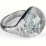 Glass Dichroic Finger Ring: Large Diamond