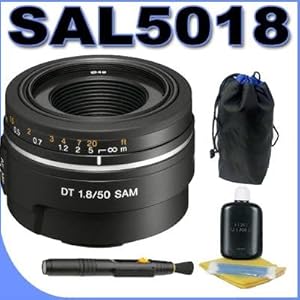 Sony 50mm f/1.8 SAM DT Lens for Sony Alpha Digital SLR Cameras + Pouch + Lens Pen Cleaner BigVALUEInc Accessory Saver Bundle